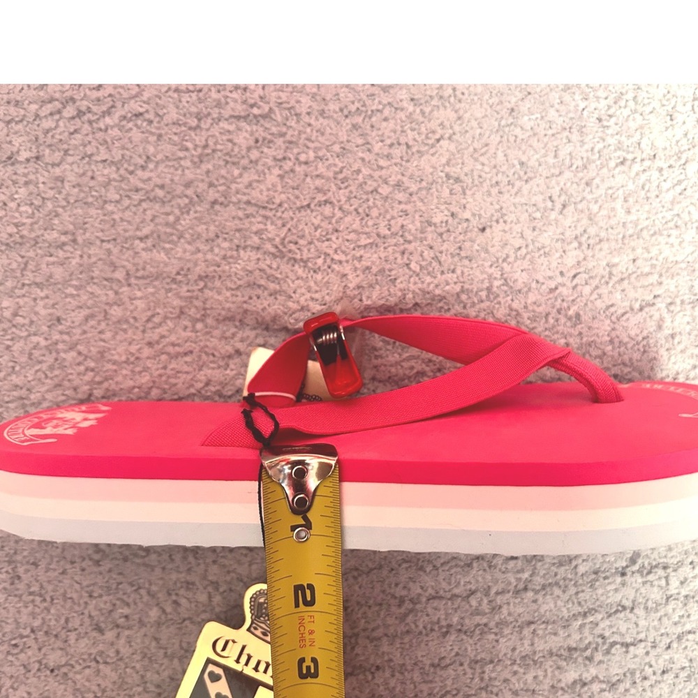 Juicy Couture Platform Flip Flops Sandals 9 Pink Deadstock 2000s Y2K Bling Rare - Picture 6 of 6
